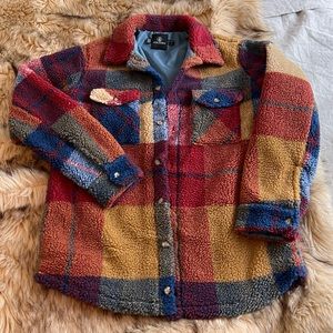 Volcom plaid teddy jacket